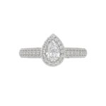 14K WHITE GOLD 1CT ROUND/PEAR DIAMOND LADIES RING( CENTER STONE PEAR DIAMOND 1/2 CT) - Image 6
