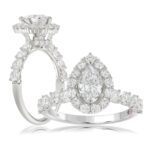 14K WHITE GOLD 1CT ROUND/PEAR DIAMOND LADIES SEMI MOUNT RING(CENTER STONE MOUNT PEAR DIAMOND 1CT
