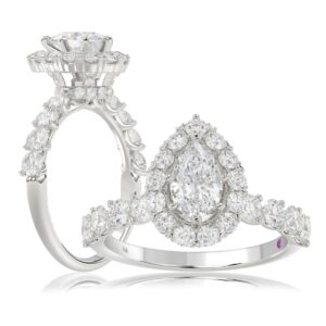 14K WHITE GOLD 1CT ROUND/PEAR DIAMOND LADIES SEMI MOUNT RING(CENTER STONE MOUNT PEAR DIAMOND 1CT