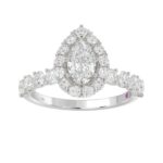 14K WHITE GOLD 1CT ROUND/PEAR DIAMOND LADIES SEMI MOUNT RING(CENTER STONE MOUNT PEAR DIAMOND 1CT - Image 6