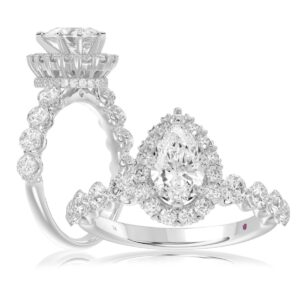 14K WHITE GOLD 1CT ROUND/PEAR DIAMOND LADIES SEMI MOUNT RING(CENTER STONE MOUNT PEAR DIAMOND 1CT)