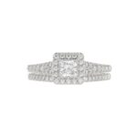 14K WHITE GOLD 1CT ROUND/PRINCESS DIAMOND LADIES BRIDAL SET(CENTER STONE PRINCESS DIAMOND 1/2CT) - Image 6