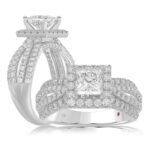 14K WHITE GOLD 1CT ROUND/PRINCESS DIAMOND LADIES RING(CENTER STONE MOUNT PRINCESS DIAMOND 1CT)