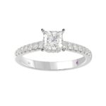 14K WHITE GOLD 1CT ROUND/PRINCESS DIAMOND LADIES RING(CENTER STONE PRINCESS DIAMOND 3/4CT) - Image 3