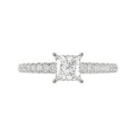 14K WHITE GOLD 1CT ROUND/PRINCESS DIAMOND LADIES RING(CENTER STONE PRINCESS DIAMOND 3/4CT) - Image 6