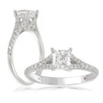 14K WHITE GOLD 1CT ROUND/PRINCESS DIAMOND LADIES RING(CENTER STONE PRINCESS DIAMOND 3/4CT)