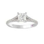 14K WHITE GOLD 1CT ROUND/PRINCESS DIAMOND LADIES RING(CENTER STONE PRINCESS DIAMOND 3/4CT) - Image 3