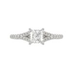 14K WHITE GOLD 1CT ROUND/PRINCESS DIAMOND LADIES RING(CENTER STONE PRINCESS DIAMOND 3/4CT) - Image 6
