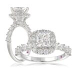 14K WHITE GOLD 1CT ROUND/PRINCESS DIAMOND LADIES SEMI MOUNT RING(CENTER STONE MOUNT PRINCESS DIAMOND 1CT)