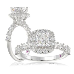 14K WHITE GOLD 1CT ROUND/PRINCESS DIAMOND LADIES SEMI MOUNT RING(CENTER STONE MOUNT PRINCESS DIAMOND 1CT)