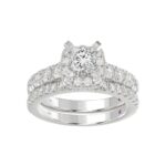 14K WHITE GOLD 2 1/4CT ROUND/PRINCESS DIAMOND LADIES BRIDAL SET(CENTER STONE PRINCESS DIAMOND 3/4CT) - Image 4