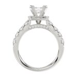 14K WHITE GOLD 2 1/4CT ROUND/PRINCESS DIAMOND LADIES BRIDAL SET(CENTER STONE PRINCESS DIAMOND 3/4CT) - Image 5
