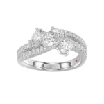 14K WHITE GOLD 2CT ROUND/OVAL DIAMOND LADIES FASHION RING(CENTER STONE OVAL DIAMOND 3/4CT / 2 SIDE STONE OVAL DIAMOND 7/8 CT) - Image 3