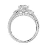 14K WHITE GOLD 2CT ROUND/OVAL DIAMOND LADIES FASHION RING(CENTER STONE OVAL DIAMOND 3/4CT / 2 SIDE STONE OVAL DIAMOND 7/8 CT) - Image 4