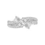 14K WHITE GOLD 2CT ROUND/OVAL DIAMOND LADIES FASHION RING(CENTER STONE OVAL DIAMOND 3/4CT / 2 SIDE STONE OVAL DIAMOND 7/8 CT) - Image 6