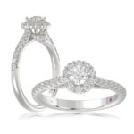 14K WHITE GOLD 3/4CT ROUND DIAMOND LADIES RING( CENTER STONE ROUND DIAMOND 1/3CT)