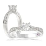 14K WHITE GOLD 3/4CT ROUND DIAMOND LADIES RING( CENTER STONE ROUND DIAMOND 3/8CT)