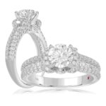 14K WHITE GOLD 3/4CT ROUND DIAMOND LADIES RING(CENTER STONE MOUNT ROUND DIAMOND 1CT)