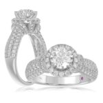 14K WHITE GOLD 3/4CT ROUND DIAMOND LADIES RING(CENTER STONE MOUNT ROUND DIAMOND 1CT)