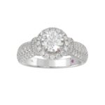 14K WHITE GOLD 3/4CT ROUND DIAMOND LADIES RING(CENTER STONE MOUNT ROUND DIAMOND 1CT) - Image 3
