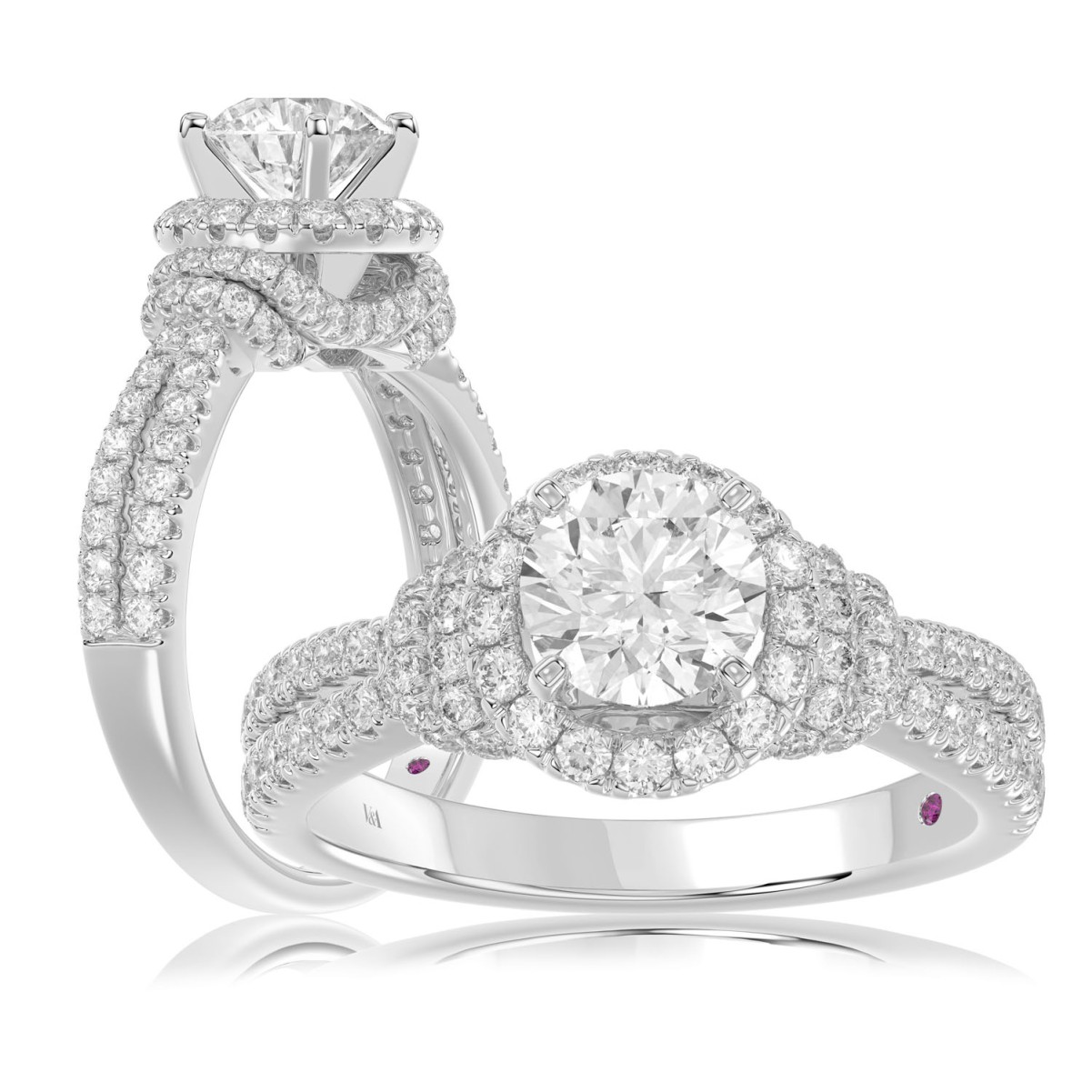 19176037_VA14329W-AB-1201x1201.jpg 14K WHITE GOLD 3/4CT ROUND DIAMOND LADIES RING(CENTER STONE MOUNT ROUND DIAMOND 1CT) - Image 1