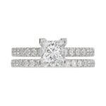 14K WHITE GOLD 3/4CT ROUND DIAMOND LADIES SEMI MOUNT BRIDAL SET(CENTER STONE MOUNT PRINCESS DIAMOND 1 1/5CT) - Image 7