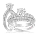 14K WHITE GOLD 3/4CT ROUND DIAMOND LADIES SEMI MOUNT BRIDAL SET(CENTER STONE MOUNT ROUND DIAMOND 1CT)