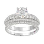 14K WHITE GOLD 3/4CT ROUND DIAMOND LADIES SEMI MOUNT BRIDAL SET(CENTER STONE MOUNT ROUND DIAMOND 1CT) - Image 3