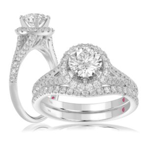 14K WHITE GOLD 3/4CT ROUND DIAMOND LADIES SEMI MOUNT BRIDAL SET(CENTER STONE MOUNT ROUND DIAMOND 1CT)