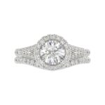 14K WHITE GOLD 3/4CT ROUND DIAMOND LADIES SEMI MOUNT BRIDAL SET(CENTER STONE MOUNT ROUND DIAMOND 1CT) - Image 6