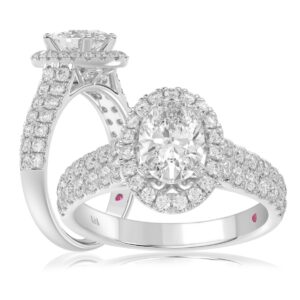14K WHITE GOLD 3/4CT ROUND DIAMOND LADIES SEMI MOUNT RING(CENTER STONE MOUNT OVAL DIAMOND 1CT)