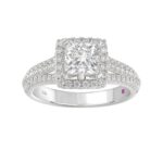 14K WHITE GOLD 3/4CT ROUND DIAMOND LADIES SEMI MOUNT RING(CENTER STONE MOUNT PRINCESS DIAMOND 1CT) - Image 3