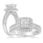 14K WHITE GOLD 3/4CT ROUND DIAMOND LADIES SEMI MOUNT RING(CENTER STONE MOUNT PRINCESS DIAMOND 1CT)