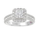 14K WHITE GOLD 3/4CT ROUND DIAMOND LADIES SEMI MOUNT RING(CENTER STONE MOUNT PRINCESS DIAMOND 1CT) - Image 3