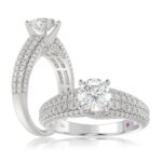 14K WHITE GOLD 3/4CT ROUND DIAMOND LADIES SEMI MOUNT RING(CENTER STONE MOUNT ROUND DIAMOND 1CT)