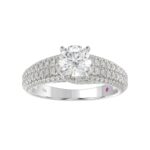 14K WHITE GOLD 3/4CT ROUND DIAMOND LADIES SEMI MOUNT RING(CENTER STONE MOUNT ROUND DIAMOND 1CT) - Image 3
