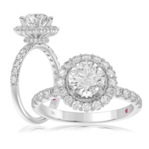 14K WHITE GOLD 3/4CT ROUND DIAMOND LADIES SEMI MOUNT RING(CENTER STONE MOUNT ROUND DIAMOND 1CT)
