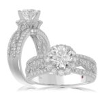 14K WHITE GOLD 3/4CT ROUND DIAMOND LADIES SEMI MOUNT RING(CENTER STONE MOUNT ROUND DIAMOND 1CT)