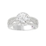 14K WHITE GOLD 3/4CT ROUND DIAMOND LADIES SEMI MOUNT RING(CENTER STONE MOUNT ROUND DIAMOND 1CT) - Image 3