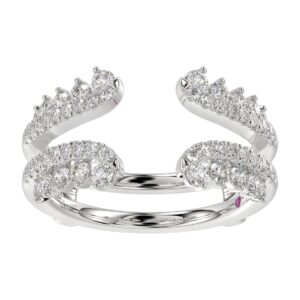 14K WHITE GOLD 3/4CT ROUND DIAMOND LADIES WRAP RING