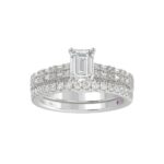 14K WHITE GOLD 3/4CT ROUND/BAGUETTE DIAMOND LADIES SEMI MOUNT BRIDAL SET(CENTER STONE MOUNT EMERALD DIAMOND 1CT) - Image 3