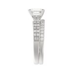 14K WHITE GOLD 3/4CT ROUND/BAGUETTE DIAMOND LADIES SEMI MOUNT BRIDAL SET(CENTER STONE MOUNT EMERALD DIAMOND 1CT) - Image 5