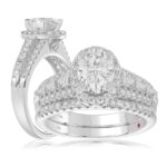 14K WHITE GOLD 3/4CT ROUND/BAGUETTE/OVAL DIAMOND LADIES SEMI MOUNT BRIDAL SET(CENTER STONE MOUNT OVAL DIAMOND 1CT)