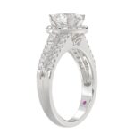 14K WHITE GOLD 3/4CT ROUND/BAGUETTE/OVAL DIAMOND LADIES SEMI MOUNT BRIDAL SET(CENTER STONE MOUNT OVAL DIAMOND 1CT) - Image 2