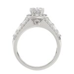 14K WHITE GOLD 3/4CT ROUND/BAGUETTE/OVAL DIAMOND LADIES SEMI MOUNT BRIDAL SET(CENTER STONE MOUNT OVAL DIAMOND 1CT) - Image 4