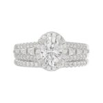 14K WHITE GOLD 3/4CT ROUND/BAGUETTE/OVAL DIAMOND LADIES SEMI MOUNT BRIDAL SET(CENTER STONE MOUNT OVAL DIAMOND 1CT) - Image 6