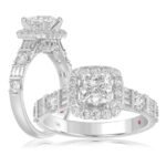 14K WHITE GOLD 3/4CT ROUND/BAGUETTE/PRINCESS DIAMOND LADIES RING(CENTER STONE MOUNT PRINCESS DIAMOND 1CT)