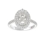 14K WHITE GOLD 3/4CT ROUND/OVAL DIAMOND LADIES SEMI MOUNT RING(CENTER STONE MOUNT OVAL DIAMOND 1CT) - Image 2
