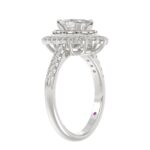 14K WHITE GOLD 3/4CT ROUND/OVAL DIAMOND LADIES SEMI MOUNT RING(CENTER STONE MOUNT OVAL DIAMOND 1CT) - Image 3
