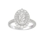 14K WHITE GOLD 3/4CT ROUND/OVAL DIAMOND LADIES SEMI MOUNT RING(CENTER STONE MOUNT OVAL DIAMOND 1CT) - Image 4